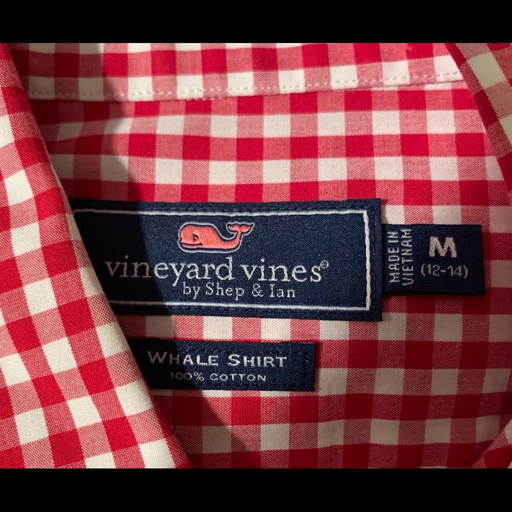 Vineyard Vines Boys M (12-14) Shirt Red Gingham